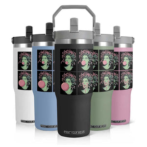 Funny Medusa Blowing Bubble Gum Flip Straw Tumbler Greek Mythology Pop Art Gift