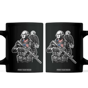 George Washington Tactical Soldier Coffee Mug Military Patriot Bald Eagle USA Flag Gift