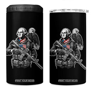 George Washington Tactical Soldier 4 in 1 Can Cooler Tumbler Military Patriot Bald Eagle USA Flag Gift