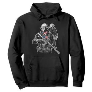 George Washington Tactical Soldier Hoodie Military Patriot Bald Eagle USA Flag Gift