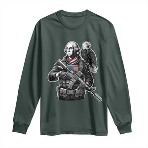 George Washington Tactical Soldier Long Sleeve Shirt Military Patriot Bald Eagle USA Flag Gift