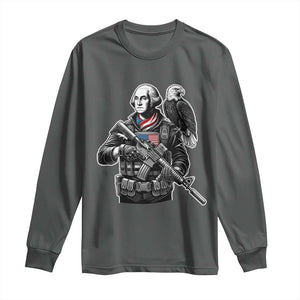 George Washington Tactical Soldier Long Sleeve Shirt Military Patriot Bald Eagle USA Flag Gift
