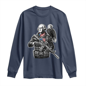 George Washington Tactical Soldier Long Sleeve Shirt Military Patriot Bald Eagle USA Flag Gift