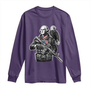 George Washington Tactical Soldier Long Sleeve Shirt Military Patriot Bald Eagle USA Flag Gift
