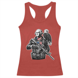 George Washington Tactical Soldier Racerback Tank Top Military Patriot Bald Eagle USA Flag Gift