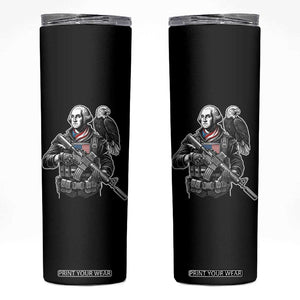 George Washington Tactical Soldier Skinny Tumbler Military Patriot Bald Eagle USA Flag Gift