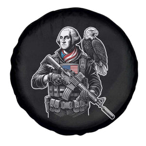 George Washington Tactical Soldier Spare Tire Cover Military Patriot Bald Eagle USA Flag Gift