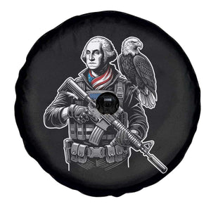 George Washington Tactical Soldier Spare Tire Cover Military Patriot Bald Eagle USA Flag Gift