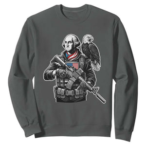 George Washington Tactical Soldier Sweatshirt Military Patriot Bald Eagle USA Flag Gift