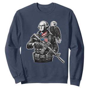 George Washington Tactical Soldier Sweatshirt Military Patriot Bald Eagle USA Flag Gift