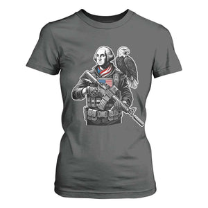 George Washington Tactical Soldier T Shirt For Women Military Patriot Bald Eagle USA Flag Gift