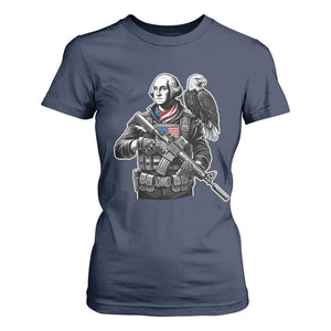 George Washington Tactical Soldier T Shirt For Women Military Patriot Bald Eagle USA Flag Gift