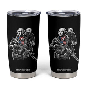 George Washington Tactical Soldier Tumbler Cup Military Patriot Bald Eagle USA Flag Gift