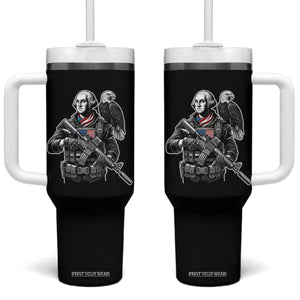 George Washington Tactical Soldier Tumbler With Handle Military Patriot Bald Eagle USA Flag Gift