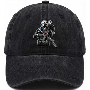 George Washington Tactical Soldier Washed Cotton Baseball Cap Military Patriot Bald Eagle USA Flag Gift