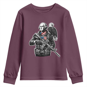 George Washington Tactical Soldier Youth Sweatshirt Military Patriot Bald Eagle USA Flag Gift
