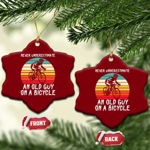 Never Underestimate An Old Guy On A Bicycle Ceramic Ornament Cycling Lover Gift
