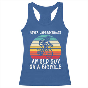 Never Underestimate An Old Guy On A Bicycle Racerback Tank Top Cycling Lover Gift