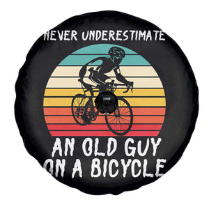 Never Underestimate An Old Guy On A Bicycle Spare Tire Cover Cycling Lover Gift