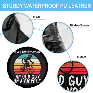 Never Underestimate An Old Guy On A Bicycle Spare Tire Cover Cycling Lover Gift