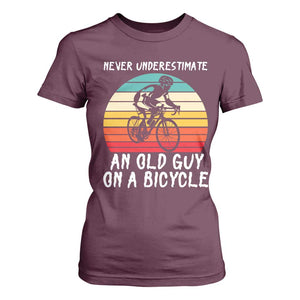 Never Underestimate An Old Guy On A Bicycle T Shirt For Women Cycling Lover Gift