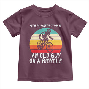 Never Underestimate An Old Guy On A Bicycle Toddler T Shirt Cycling Lover Gift