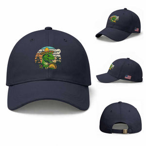 Funny Tacos Dinosaur Baseball Cap Mexican Food Lover Gift TS12 Baseball Cap Universal Fit Navy Print Your Wear