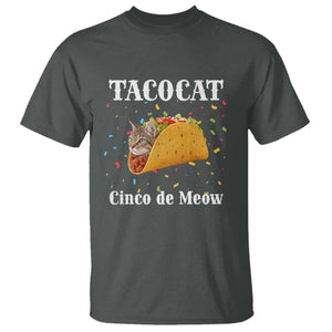 Funny Taco Cat Cinco De Meow T Shirt Mexican Food Lover Gift TS12 Dark Heather Print Your Wear
