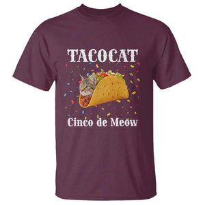 Funny Taco Cat Cinco De Meow T Shirt Mexican Food Lover Gift TS12 Maroon Print Your Wear