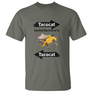 Funny Tacocat Spelled Backward Is Tacocat T Shirt Mexican Food Lover Gift TS12 Military Green Print Your Wear