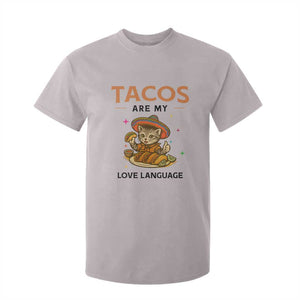 Tacos Are My Love Language T Shirt For Kid Funny Cat Eating Taco TS12 Ice Gray Print Your Wear