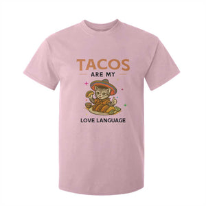 Tacos Are My Love Language T Shirt For Kid Funny Cat Eating Taco TS12 Light Pink Print Your Wear