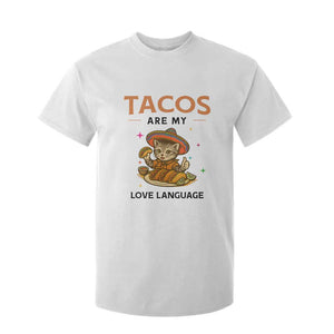 Tacos Are My Love Language T Shirt For Kid Funny Cat Eating Taco TS12 White Print Your Wear
