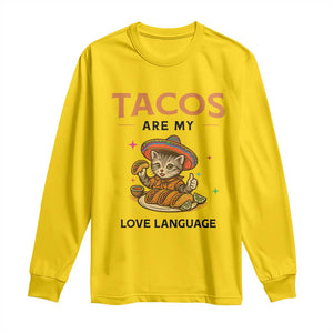 Tacos Are My Love Language Long Sleeve Shirt Funny Cat Eating Taco TS12 Daisy Print Your Wear