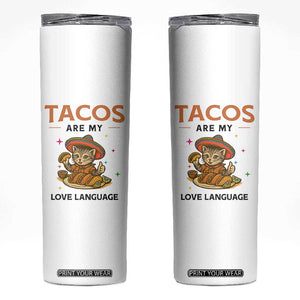 Tacos Are My Love Language Skinny Tumbler Funny Cat Eating Taco TS12 White Print Your Wear