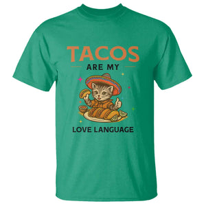 Tacos Are My Love Language T Shirt Funny Cat Eating Taco TS12 Irish Green Print Your Wear