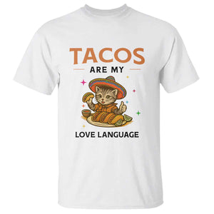 Tacos Are My Love Language T Shirt Funny Cat Eating Taco TS12 White Print Your Wear