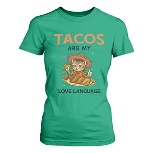 Tacos Are My Love Language T Shirt For Women Funny Cat Eating Taco TS12 Irish Green Print Your Wear