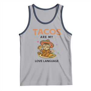 Tacos Are My Love Language Tank Top Funny Cat Eating Taco TS12 Athletic Heather Navy Print Your Wear
