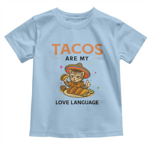 Tacos Are My Love Language Toddler T Shirt Funny Cat Eating Taco TS12 Light Blue Print Your Wear