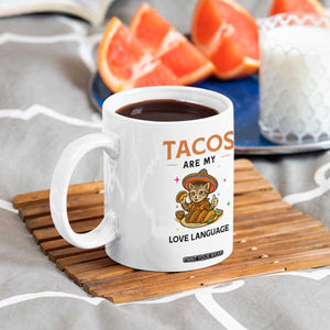 Tacos Are My Love Language Coffee Mug Funny Cat Eating Taco TS12 Print Your Wear
