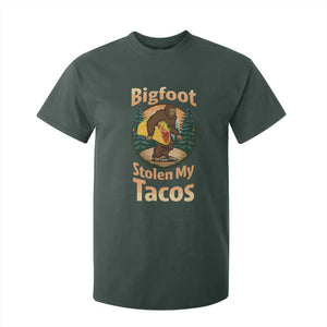 Funny Bigfoot Stole My Tacos T Shirt For Kid Sasquatch Taco Lover TS12 Dark Forest Green Print Your Wear