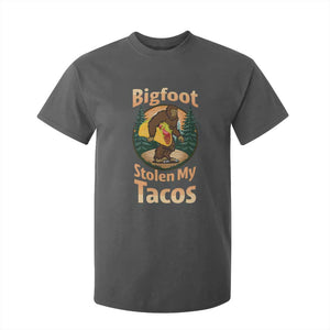 Funny Bigfoot Stole My Tacos T Shirt For Kid Sasquatch Taco Lover TS12 Dark Heather Print Your Wear