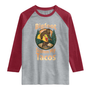 Funny Bigfoot Stole My Tacos Raglan Shirt Sasquatch Taco Lover TS12 Heather Gray Heather Red Print Your Wear