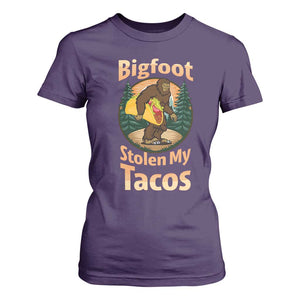 Funny Bigfoot Stole My Tacos T Shirt For Women Sasquatch Taco Lover TS12 Purple Print Your Wear