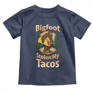 Funny Bigfoot Stole My Tacos Toddler T Shirt Sasquatch Taco Lover TS12 Navy Print Your Wear