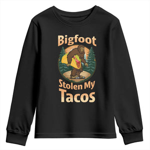 Funny Bigfoot Stole My Tacos Youth Sweatshirt Sasquatch Taco Lover TS12 Black Print Your Wear