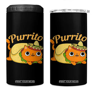 Funny Burrito Lover Gift 4 in 1 Can Cooler Tumbler Purrito Cat TS12 One Size: 16 oz Black Print Your Wear
