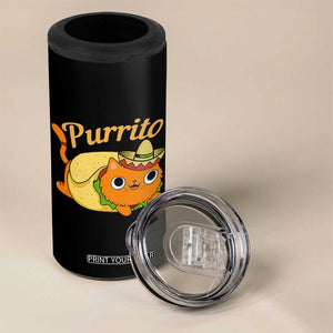 Funny Burrito Lover Gift 4 in 1 Can Cooler Tumbler Purrito Cat TS12 Print Your Wear