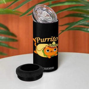 Funny Burrito Lover Gift 4 in 1 Can Cooler Tumbler Purrito Cat TS12 Print Your Wear